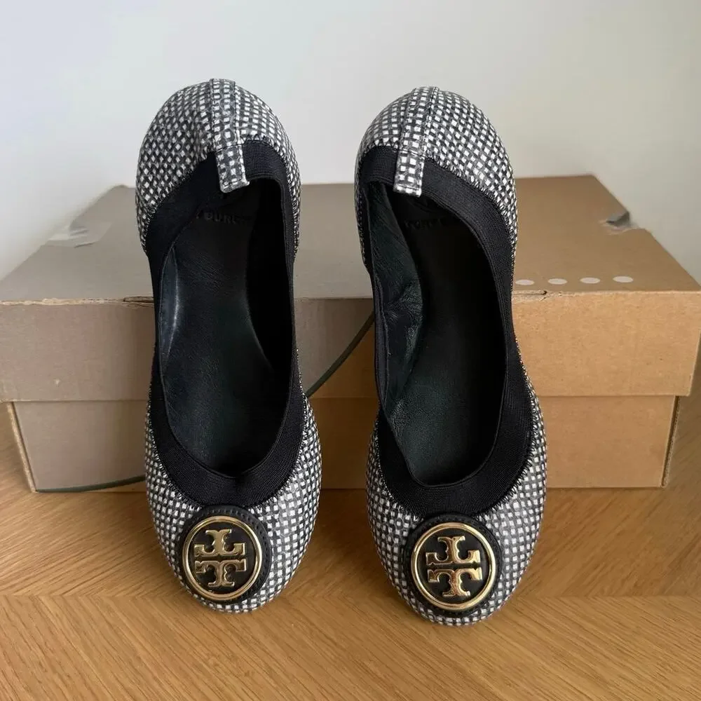 Tory Burch Caroline 2 ‘Tidal Grid’ Women Ballet Flats- SZ 5
